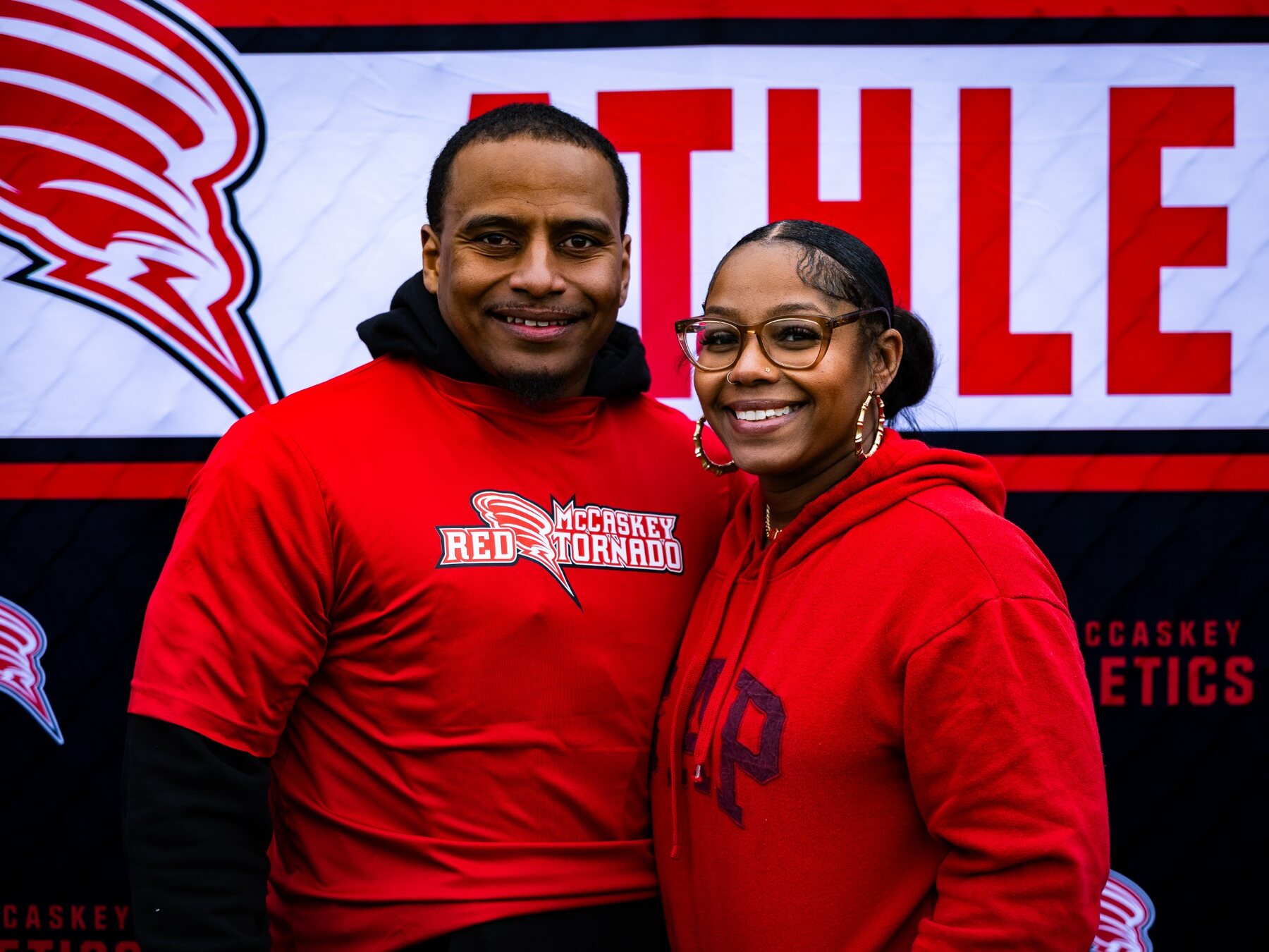 McCaskey girls flag football coaches at the team media day